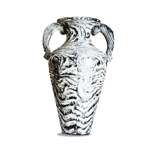 SCULPTURAL BLUE POTTERY IN PINEWOOD