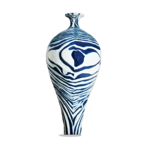 SCULPTURAL BLUE POTTERY IN PINEWOOD