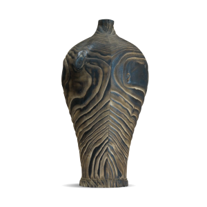 SCULPTURAL BLUE POTTERY IN PINEWOOD