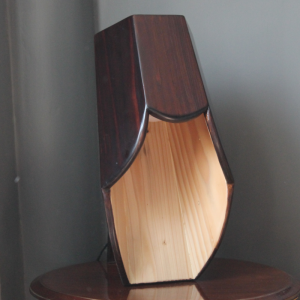 Dark Brown Color Hexa Curvey Wooden Spot Table Lamp