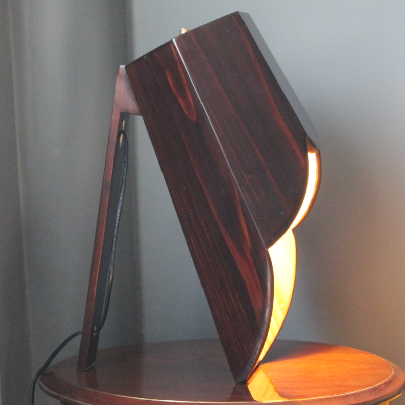 Brown Hexa Curvy Wooden Spot Table Lamp - Image 3