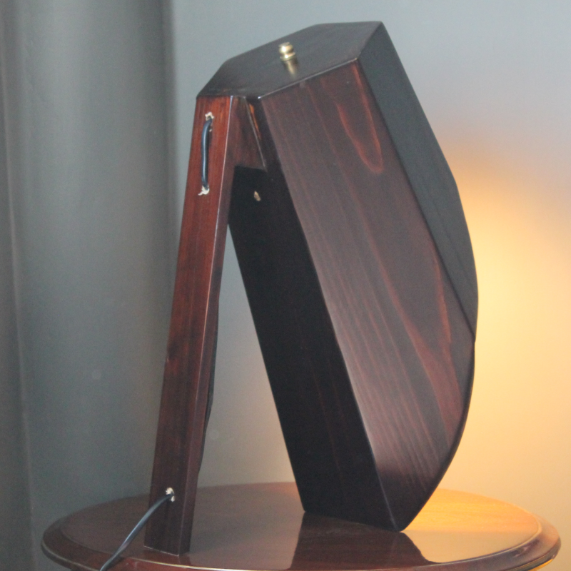 Brown Hexa Curvy Wooden Spot Table Lamp - Image 4