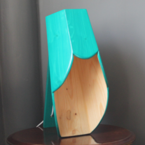 Teal Color Hexa Curvy Wooden Table Lamp