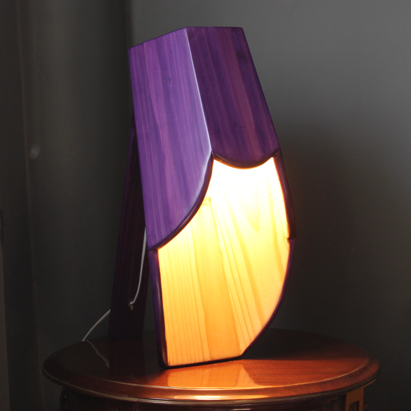 Purple Hexa Curvy Wooden Spot Table Lamp - Image 2