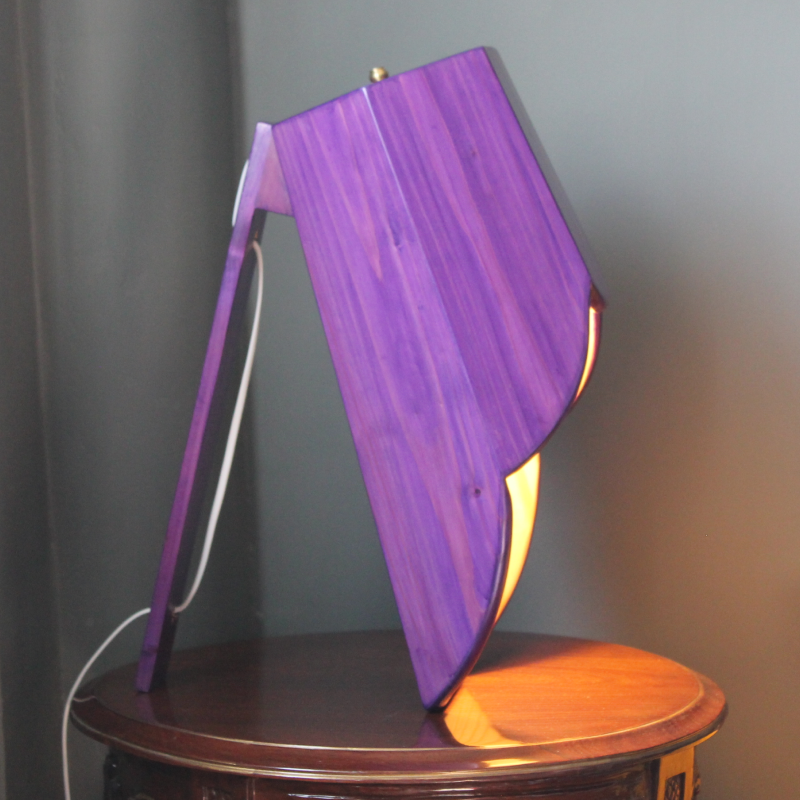 Purple Hexa Curvy Wooden Spot Table Lamp - Image 3