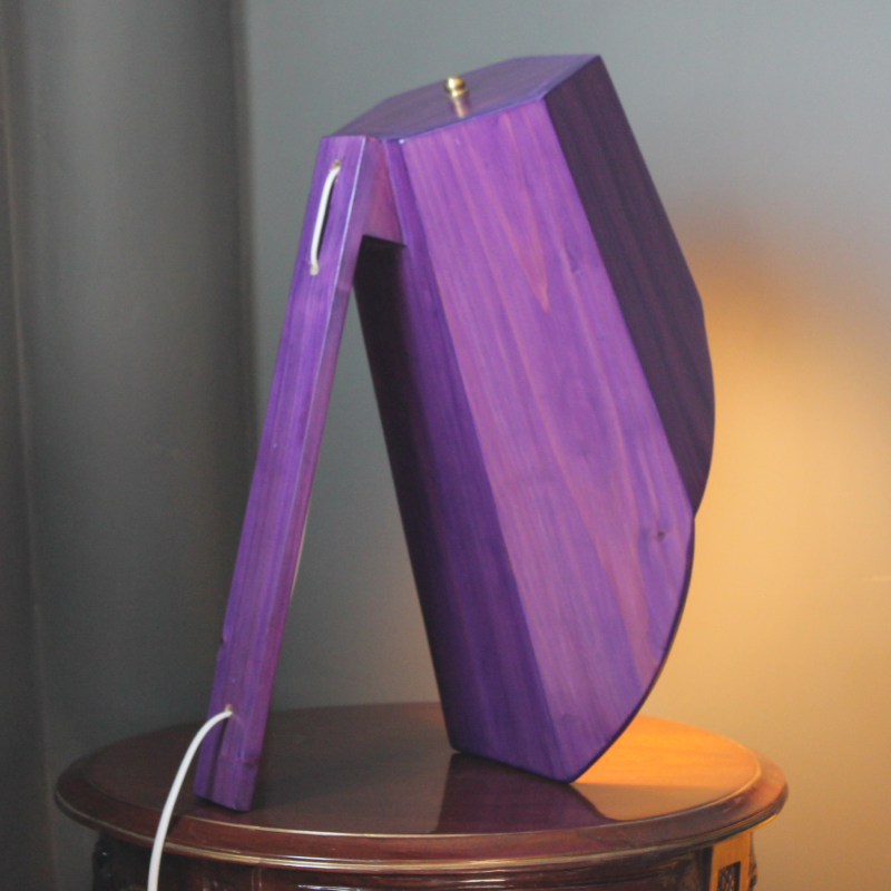 Purple Hexa Curvy Wooden Spot Table Lamp - Image 4